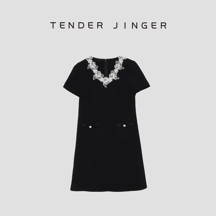Tender Jinger【黑标】气质蕾丝高级感显瘦连衣裙T52MFY106M