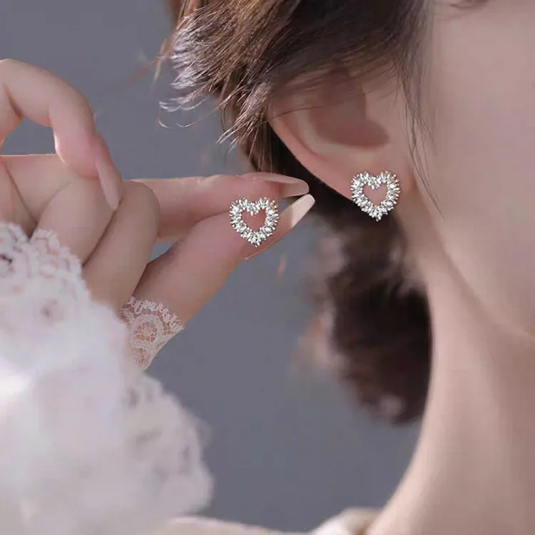 纯铜耳饰 碎银子爱心蚊香盘耳夹耳环小众设计感气质耳饰百搭简约