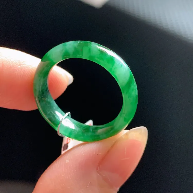 17号圈 翡翠指环戒指戒圈天然a货玉石圆戒素圈缅料玉戒 Y185