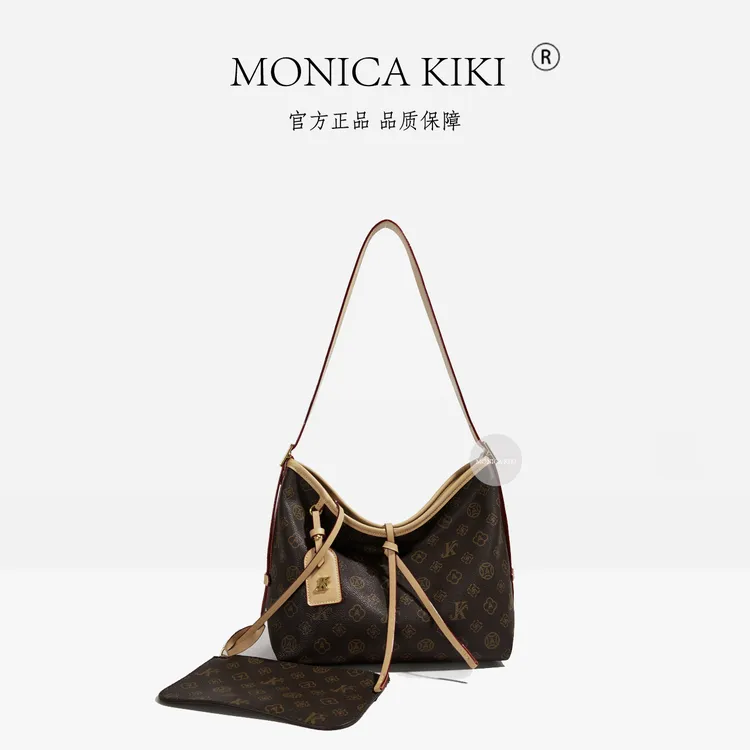 MONICA KIKI/莫妮卡奇奇2024新款经典复古小众百搭单肩斜挎托特包