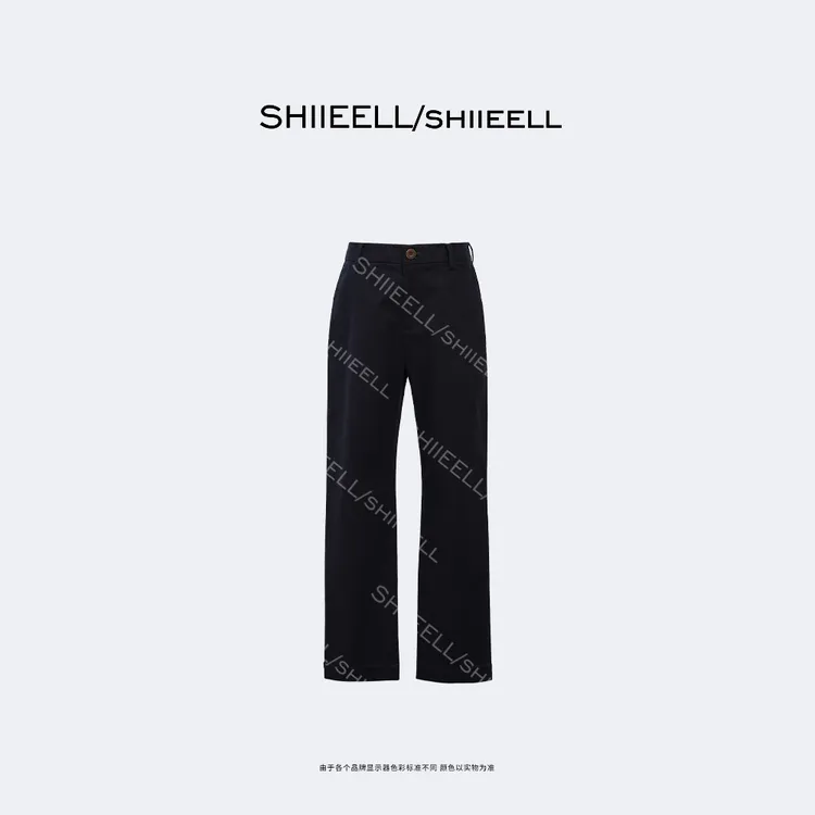 SHIIEELL【通勤老钱裤】老钱风定染蓝精梳棉修身小脚休闲裤W0941