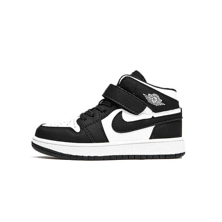 原标儿童鞋高帮女童男童透气秋季鞋子百搭黑白熊猫韩系板鞋运动鞋