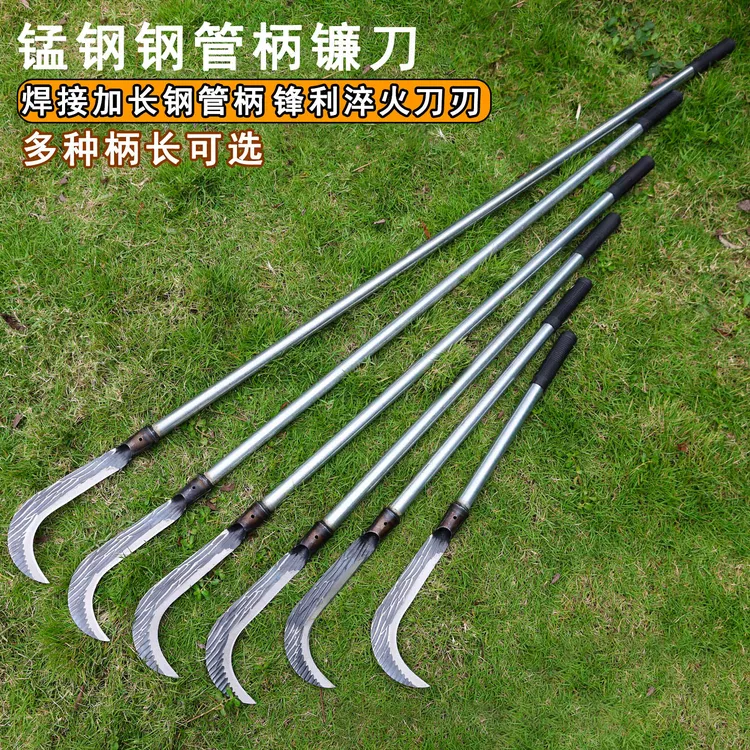 新款长杆锻打锤纹砍割两用户外开路刀锰钢砍树刀割草修枝镰刀商品图