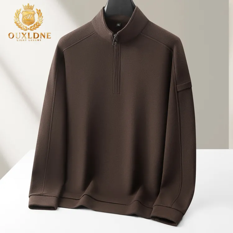 OUXLDNE 半拉链立领加绒卫衣男士大码保暖打底衫冬季新款时尚上衣