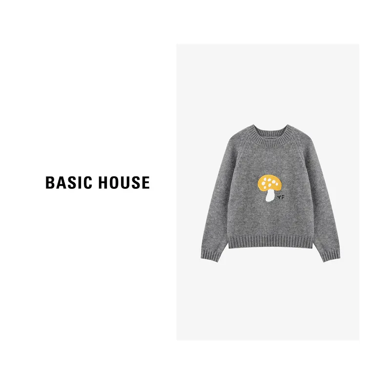 Basic House/百家好秋季时尚小蘑菇长袖毛衣-B0625B5MQK2