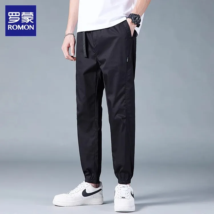 罗蒙休闲长裤男士2025夏季新款宽松束脚抽绳运动卫裤痞帅潮男裤子