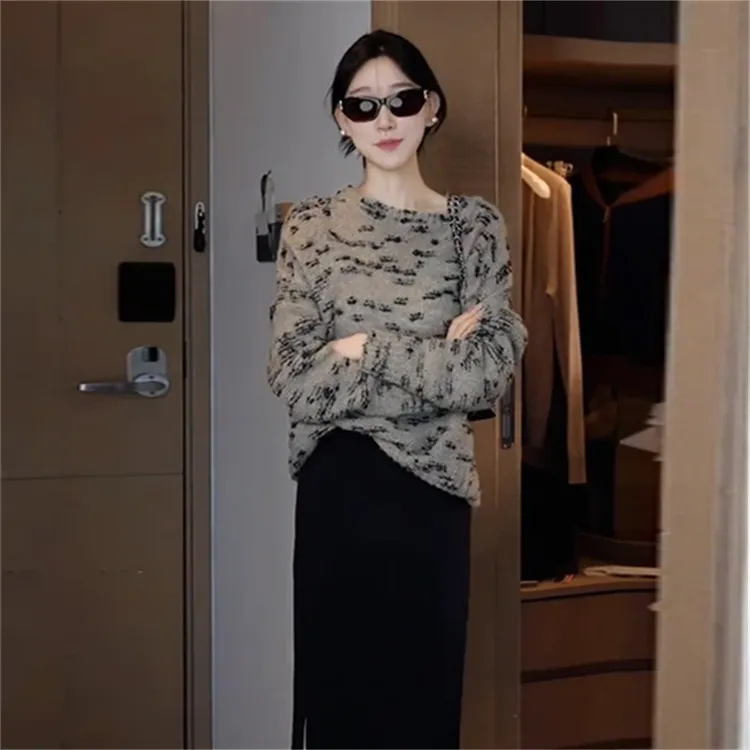 碎花春季时髦个性针织衫2025套头设计感潮流女装休闲慵懒漂亮上衣