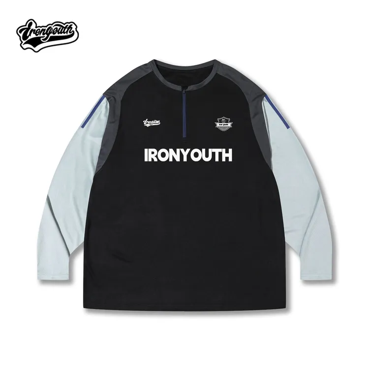 IRONYOUTH美式半拉链速干运动长袖T恤健身衣服男训练篮球上衣秋冬