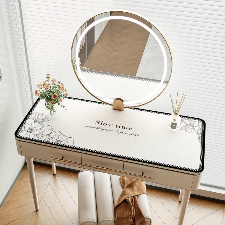 梳妆台桌垫轻奢高级感防水桌布卧室免洗皮革美甲化妆桌面保护垫子