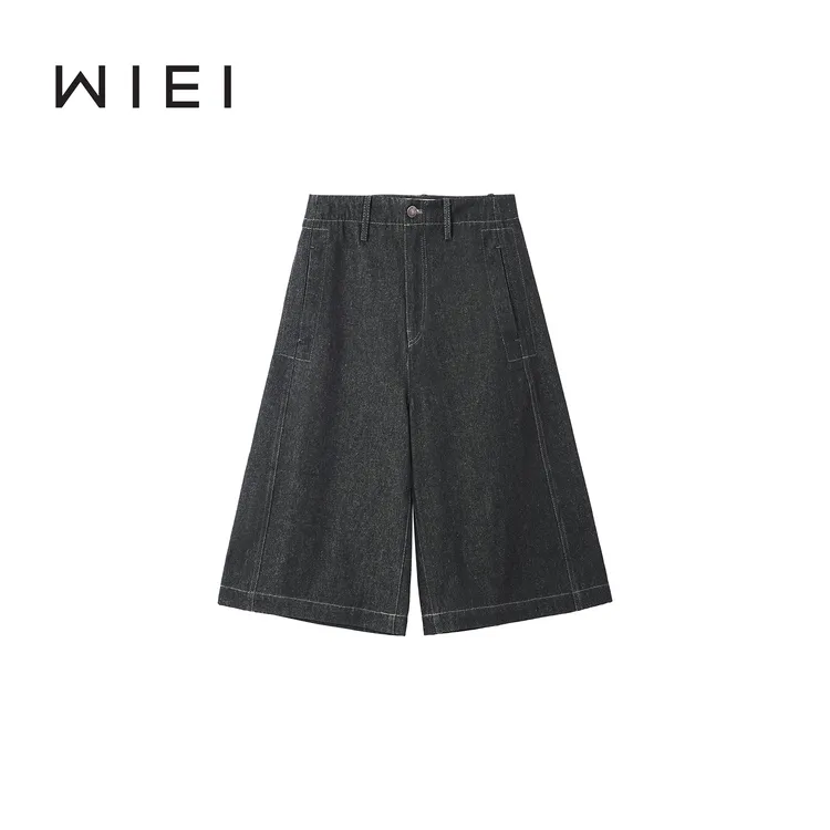 《WI EI》“小男孩”原色丹宁 A字廓形阔腿宽松七分牛仔裤 W25303050
