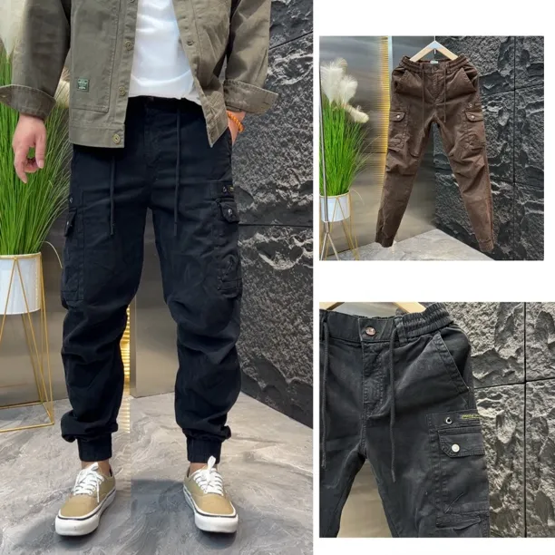 8661潮流新款工装裤透气水洗休闲裤牛宽松大口袋男士美式复古加绒