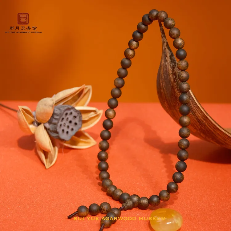 沉香9mm圆珠双圈16g+海南沉香手串结油饱满香韵浓郁