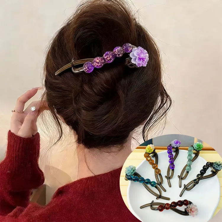 秋冬新款花开富贵珠珠妞妞夹