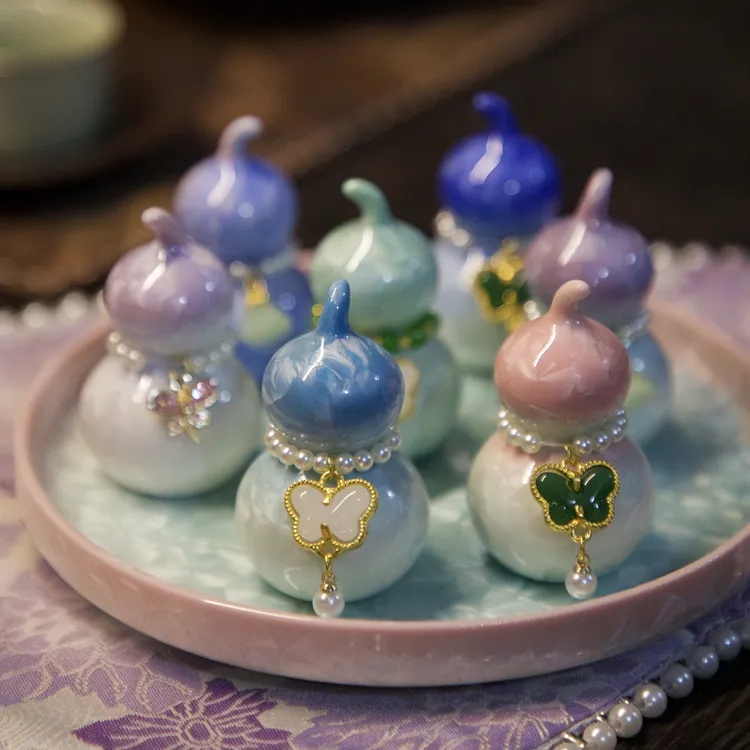 结晶釉【七彩葫芦】葫芦福禄小摆件入户吉祥挂件陶瓷创意礼物送朋友