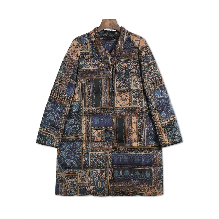 鸢尾凝光桑蚕丝鹅绒服 新中式国风女装1l12251001