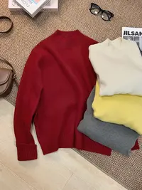 【女王洛克】韩版舒适简约小立领针织衫冬款洋气百搭毛衣LK82855