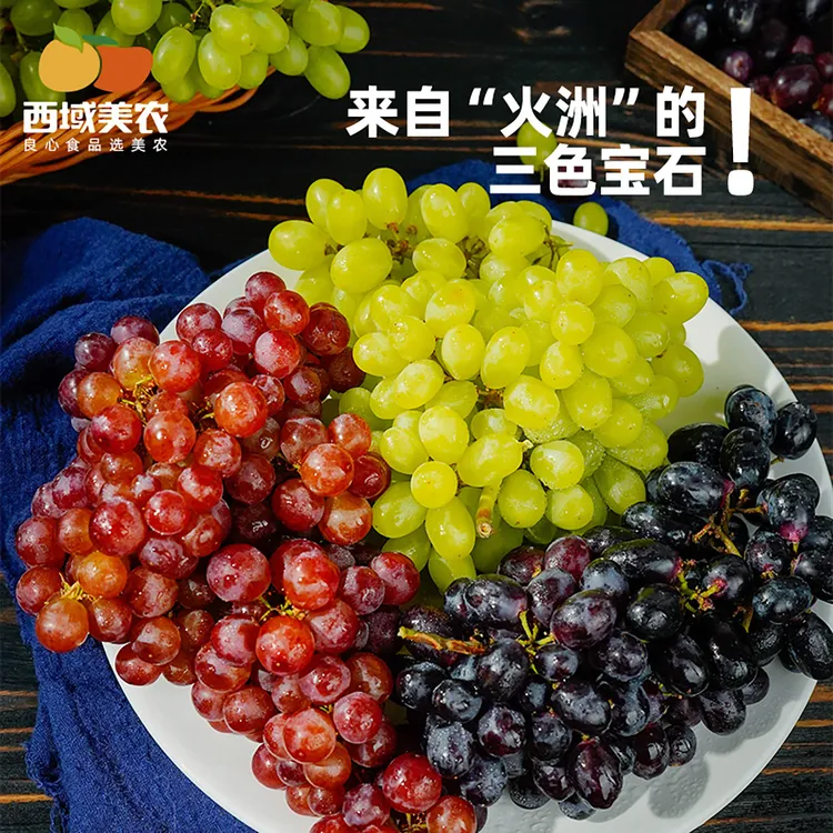 【漠叔专属】 新疆三色葡萄4斤无核白玻璃翠无核紫葡萄 顺丰冷链