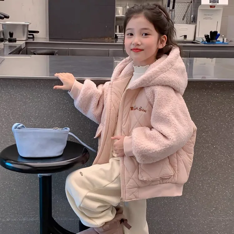 女童秋冬装棉袄外套2025新款儿童冬季中大童加绒加厚卡通棉衣棉服