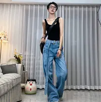 SUDANANA女士阔腿系带牛仔裤洋气