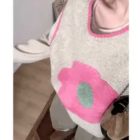 晶咕软软【童话乌托邦】复古日系休闲风撞色花朵针织马甲