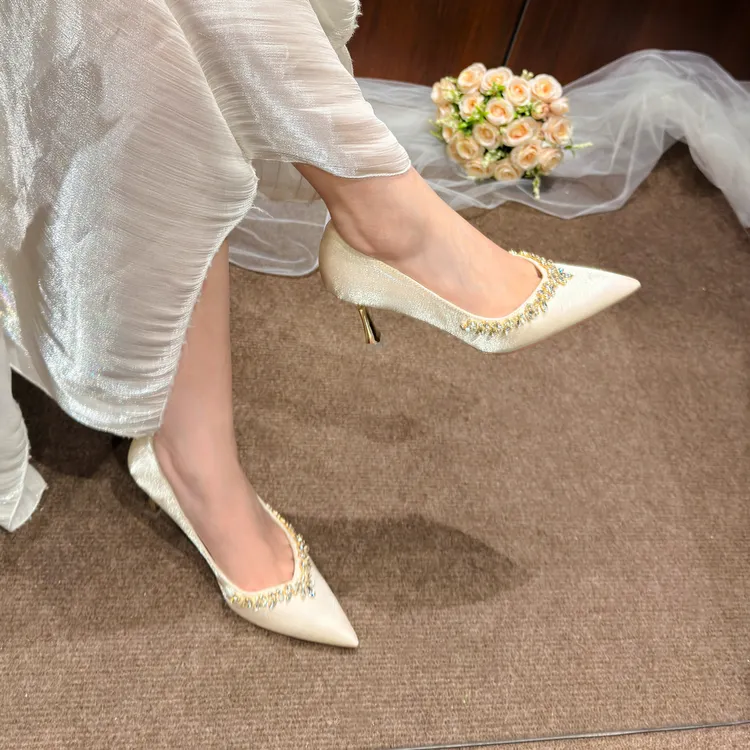 【池美】高级婚鞋女2025新款配婚纱礼服订婚结婚高跟鞋舒服不累脚