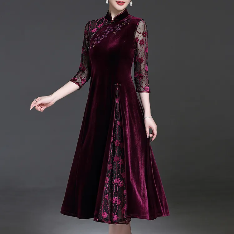 婚礼妈妈礼服结婚母亲装丈母娘婚礼服喜婆婆婚宴装连衣裙高贵春装