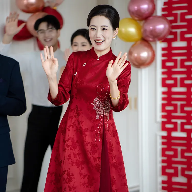 高端婚庆喜婆婆喜妈妈婚宴装2025新款夏装婚礼服装连衣裙高档礼服