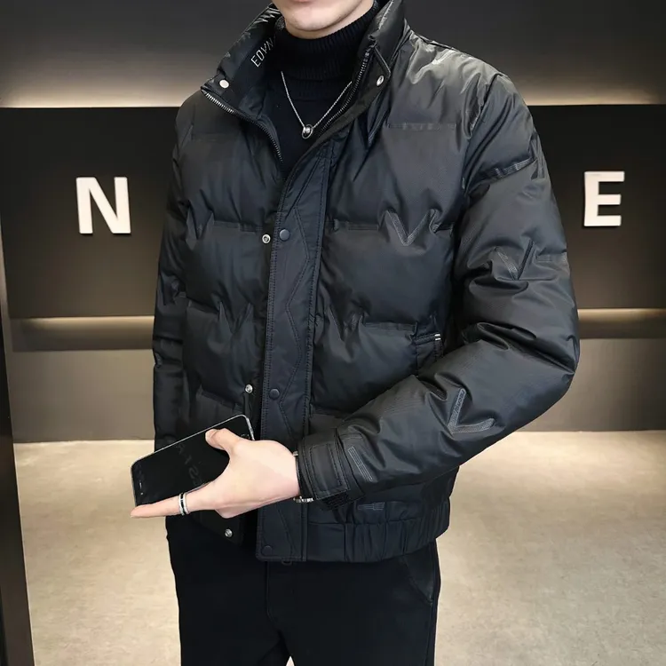 羽绒服男士休闲上衣时尚冬季加厚保暖百搭轻薄帅气潮流立领外套男