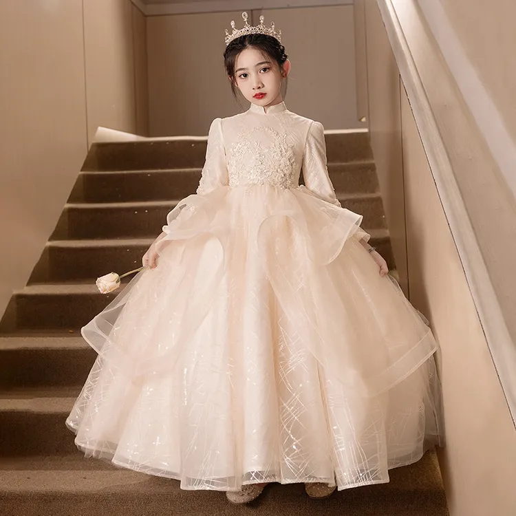 女童礼服花童婚礼小女孩十岁生日宴钢琴演奏晚礼服公主裙儿童婚纱