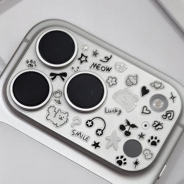 小红书萨摩耶微笑线条小狗猫咪可爱贴iphone17promax背板贴纸定制