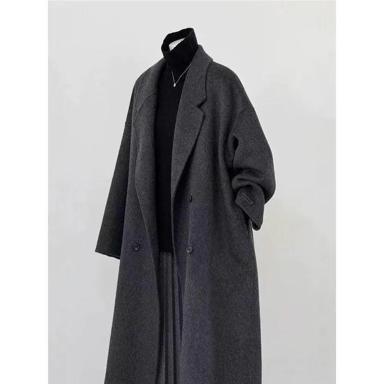 年终促销韩系宽松女式大衣西装冬季双面羊毛呢中长款外套气质显瘦