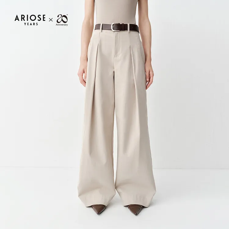 【裤子】【商场同款新品】艾诺丝雅诗 单褶直筒及地休闲裤 AR303033