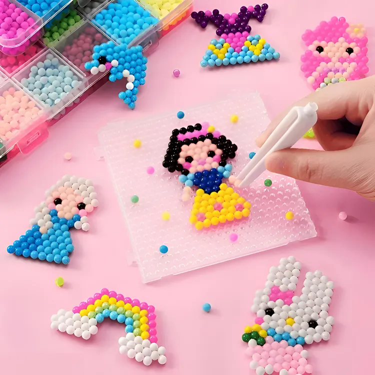 神奇魔法珠拼豆女孩儿童3D立体手工diy益智玩具粘贴魔豆水雾魔珠