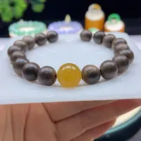 沉香木手串正冰满黄翡圆珠13mm