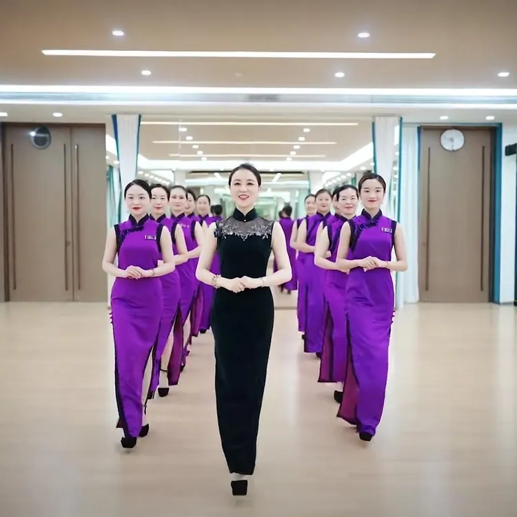 改良走秀旗袍2025年新款女夏季国风年轻款中式紫色旗袍连衣裙长款