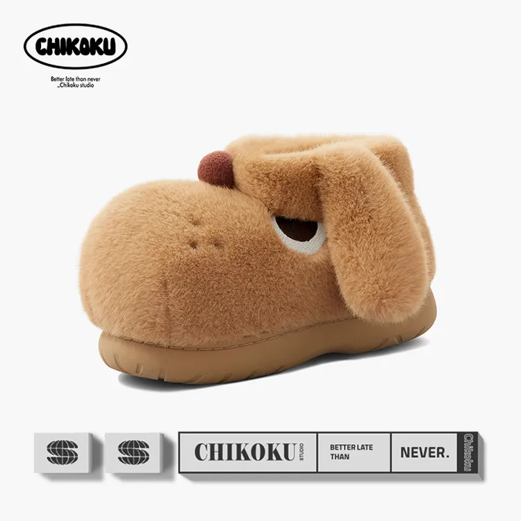 chikoku可爱小狗情侣棉鞋秋冬户外时尚厚底防滑显瘦增高雪地靴女