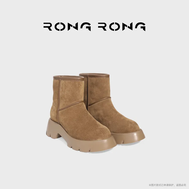 溶溶RONGRONG 高丝光牛反绒面绵羊毛内里增高厚底雪地靴2601RR