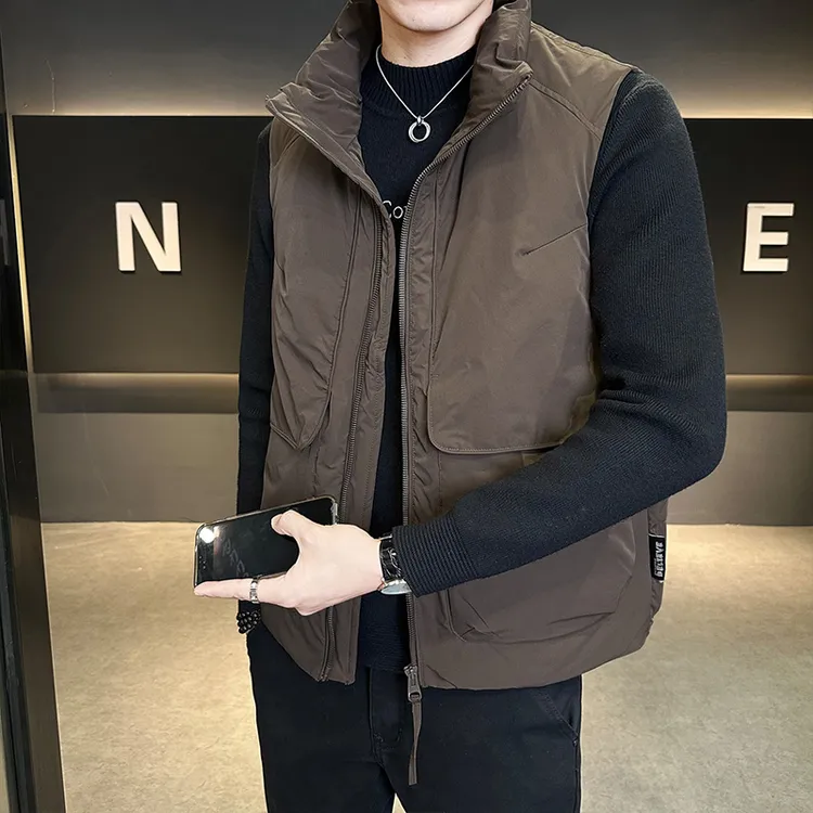 羽绒马甲男士冬季2025新款外穿保暖防风户外立领冬装坎肩马夹外套