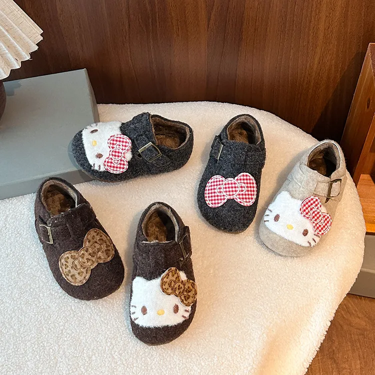 儿童卡通风勃肯鞋2025冬季新款男女童软底防滑绒面韩版轻便休闲鞋