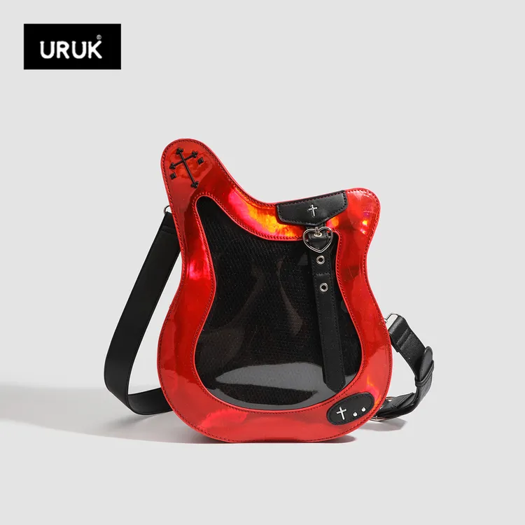 URUK贝斯痛包镭射单肩斜挎写卡包吧唧谷子扎板异形甜酷吉他包少女