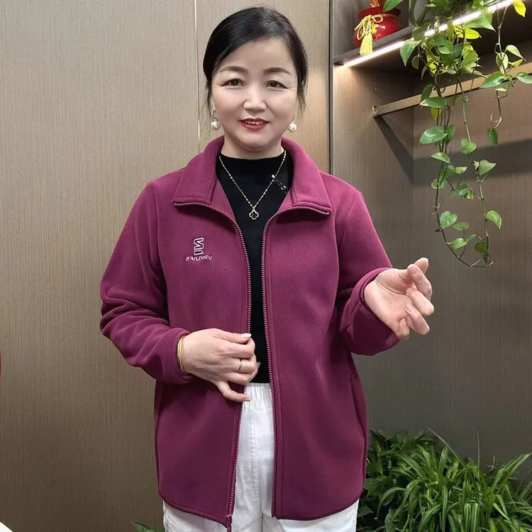 秋冬新款时尚百搭双面奥利绒拉链开衫休闲洋气简单大方纯色外套