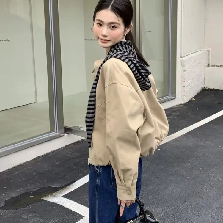 欧货2025秋装时尚高级感小清新百搭韩系配披肩小个子外套女