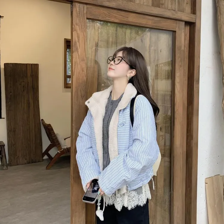 超好看夹棉厚外套棉服女款2025新款冬季韩系百搭两面穿棉衣棉袄