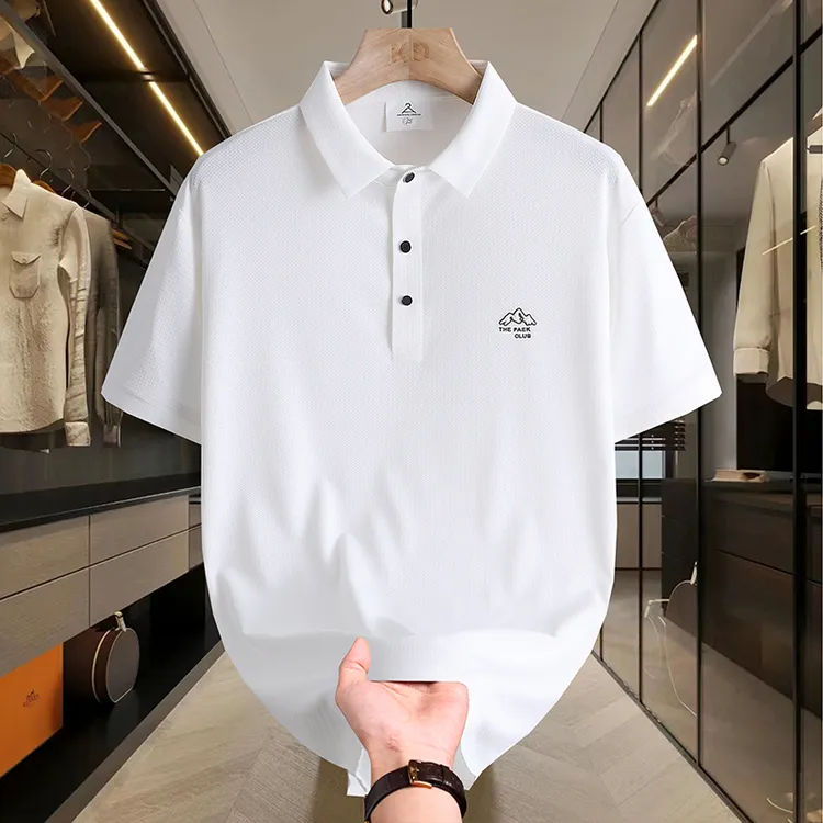 夏季新款薄款冰丝T恤polo衫男装高档简约t恤半袖轻奢无痕体恤短袖