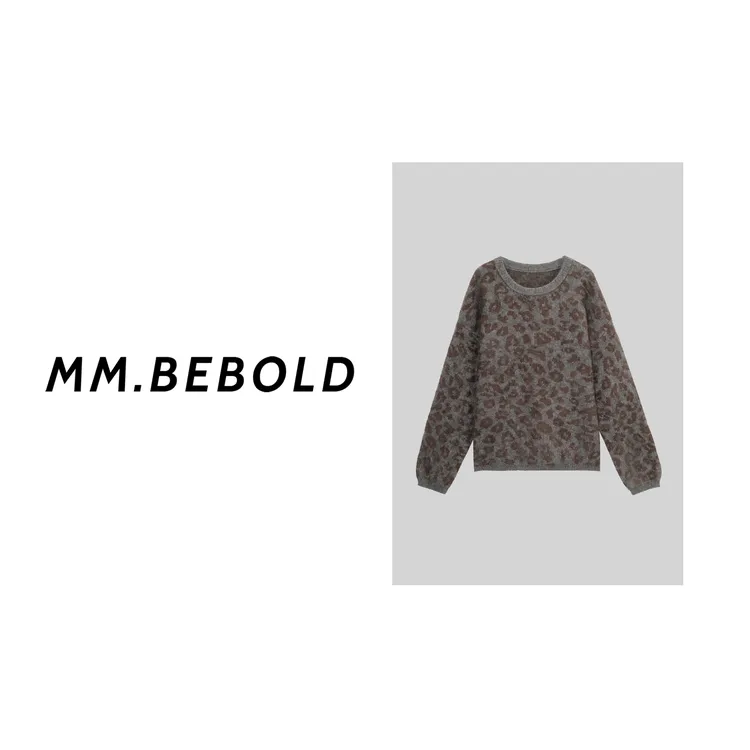 【妙姐精选】拾月 复古豹纹圆领毛衣TXJJ25211