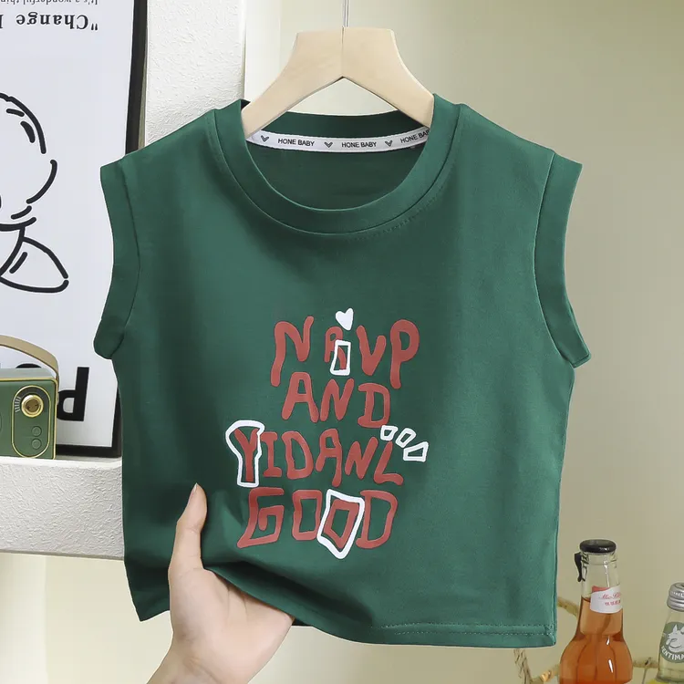 字母背心good墨绿80cm