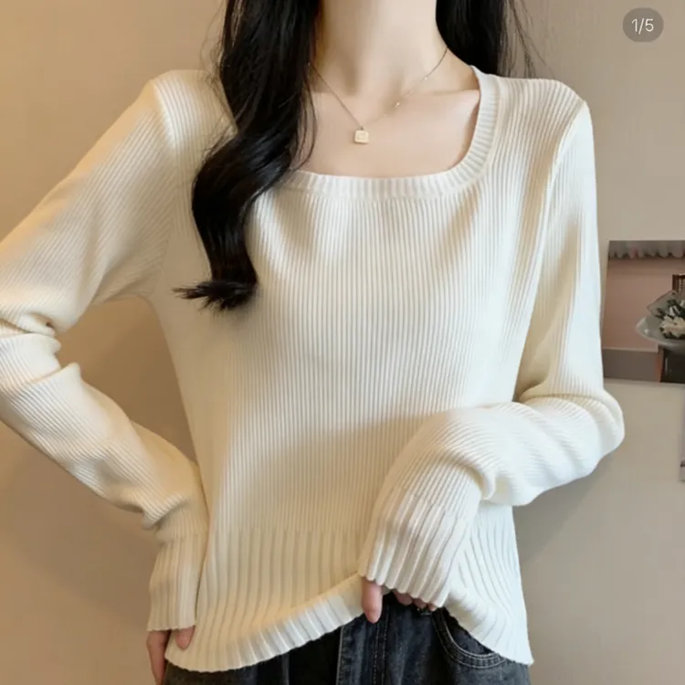 大码女装套头修身春秋冬毛针织衫黑白纯色时尚休闲女打底毛衣女