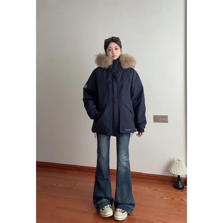 FALLME【双11好物】冬季加厚保暖毛领棉服外套女韩版显瘦气质派克服