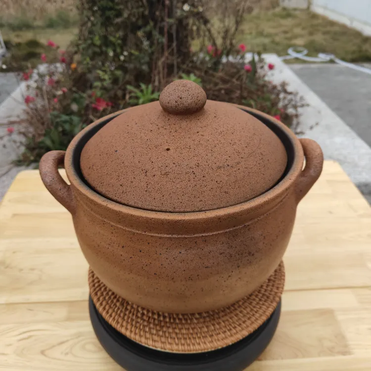 正宗雅安荥经砂锅非遗纯手工原生态粗砂橘色圆盖炖锅家用/商用