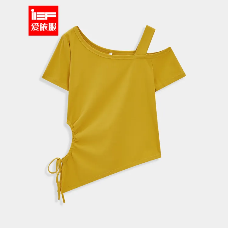 IEF/爱依服【微胖】大码女装2025夏季新款法式时尚小众设计感T恤